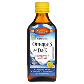 Carlson Omega 3 Plus D & K Natural Lemon 1.430 mg 6.7 fl oz (200 ml) 088395195006