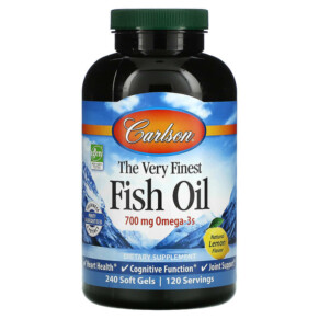 Carlson The Very Finest Fish Oil Natural Lemon 350 mg 240 Soft Gels 088395016325