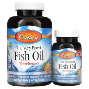 Carlson The Very Finest Fish Oil Natural Orange 350 mg 120 + 30 Free Soft Gels 088395016448