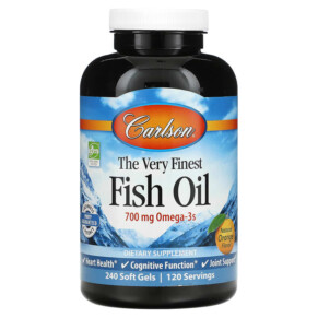 Carlson The Very Finest Fish Oil Natural Orange 350 mg 240 Soft Gels 088395016424