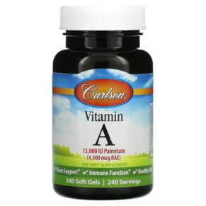 Carlson Vitamin A 4.500 mcg RAE (15.000 IU) 240 Soft Gels 088395011023