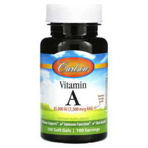 Carlson Vitamin A 7.500 mcg RAE (25.000 IU) 100 Soft Gels 088395011313