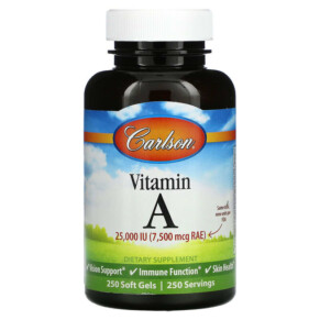 Carlson Vitamin A 7.500 mcg RAE (25.000 IU) 250 Soft Gels 088395011320