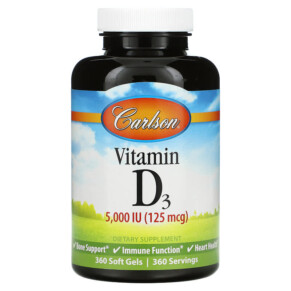 Carlson Vitamin D3 125 mcg (5.000 IU) 360 Soft Gels 088395141201