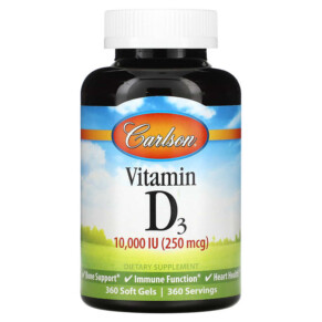 Carlson Vitamin D3 250 mcg (10.000 IU) 360 Soft Gels 088395142307