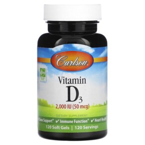 Carlson Vitamin D3 50 mcg (2.000 IU) 120 Soft Gels 088395014611