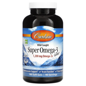 Carlson Wild Caught Super Omega-3 Gems 600 mg 180 Soft Gels 088395015267