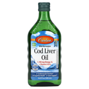 Carlson Wild Norwegian Cod Liver Oil 16.9 fl oz (500 ml) 088395013225