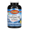 Carlson Wild Norwegian Cod Liver Oil Gems Low Vitamin A Natural Lemon 230 mg 300 Soft Gels 088395013935