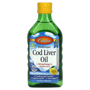 Carlson Wild Norwegian Cod Liver Oil Natural Lemon  1.000 mg 8.4 fl oz (250 ml) 088395013515