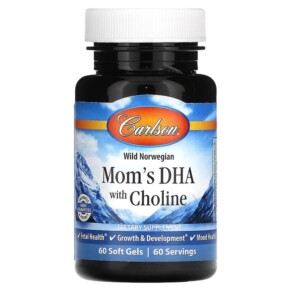 Carlson Wild Norwegian Mom's DHA with Choline 60 Soft Gels 088395159107