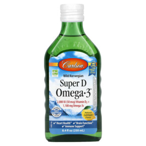 Carlson Wild Norwegian Super D Omega-3 Natural Lemon 8.4 fl oz (250 ml) 088395014024