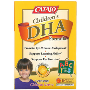 Catalo Naturals Children's DHA Formula Orange Flavor 50 Chewable Softgels 810399025320