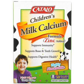 Catalo Naturals Children's Milk Calcium Formula Vanilla 50 Chewable Tablets 810399025757