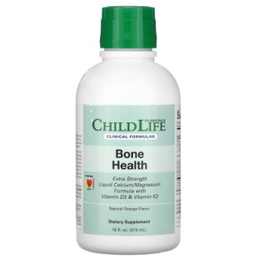 Childlife Clinicals Bone Health Liquid Calcium/Magnesium Formula with Vitamin D3 & Vitamin K2 Natural Orange 16 fl oz (473 ml) 850005307020
