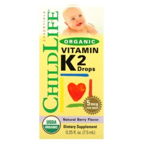 ChildLife Essentials Organic Vitamin K2 Drops Natural Berry 5 mcg 0.25 fl oz (7.5 ml) 608274145009