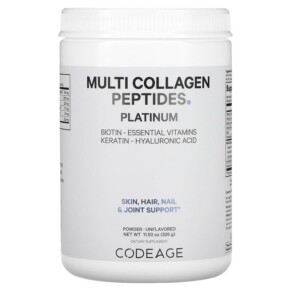 Codeage Platinum Multi Collagen Peptides Powder Biotin Keratin Hyaluronic Acid Unflavored 11.50 oz (326 g) 853919008588