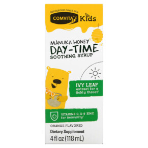 Comvita Kids Manuka Honey Day-Time Soothing Syrup Orange 4 fl oz (118 ml) 658196000009