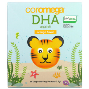 Coromega DHA Algal Oil Orange 14 Single Serve Packets 2.5 g Each 689269455563