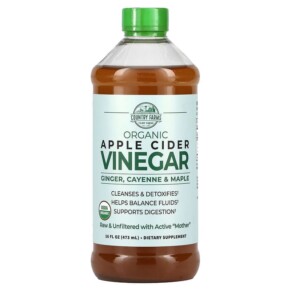 Country Farms Organic Apple Cider Vinegar with Ginger Cayenne & Maple 16 fl oz (473 ml) 035046098513