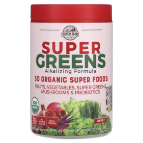 Country Farms Super Greens Alkalizing Formula Berry 10.6 oz (300 g) 035046090593