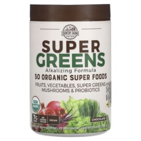 Country Farms Super Greens Alkalizing Formula Chocolate 10.6 oz (300 g) 035046098803