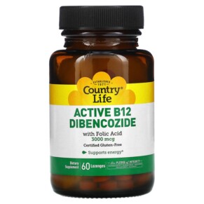 Country Life Active B12 Dibencozide with Folic Acid 3.000 mcg 60 Lozenges 015794062424