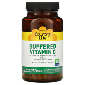Country Life Buffered Vitamin C 500 mg 250 Tablets 015794070542