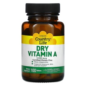 Country Life Dry Vitamin A 3.000 mcg 100 Tablets 015794055310