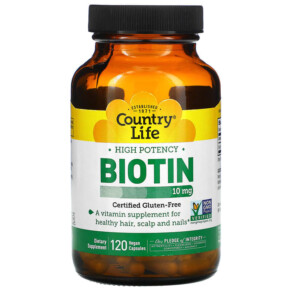 Country Life High Potency Biotin 10 mg 120 Vegan Capsules 015794065081