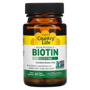 Country Life High Potency Biotin 5 mg 60 Vegan Capsules 015794065050