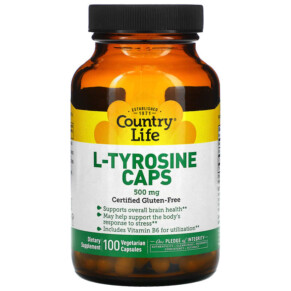 Country Life L-Tyrosine Caps 500 mg 100 Vegetarian Capsules 015794014560
