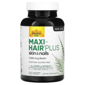 Country Life Maxi-Hair Plus 1.250 mcg 120 Vegetarian Capsules 015794050452