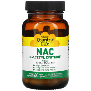 Country Life NAC N-Acetyl Cysteine 750 mg 60 Vegan Capsules 015794016878