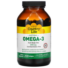 Country Life Natural Omega-3 1.000 mg 200 Softgels 015794044987