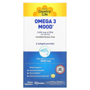 Country Life Omega 3 Mood Natural Lemon 90 Softgels 015794041207
