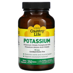 Country Life Potassium 99 mg 250 Tablets 015794027942