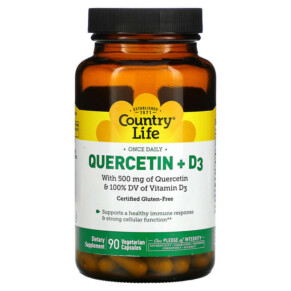 Country Life Quercetin + D3 90 Vegetarian Capsules 015794016243
