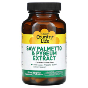 Country Life Saw Palmetto & Pygeum Extract 90 Vegan Capsules 015794019008
