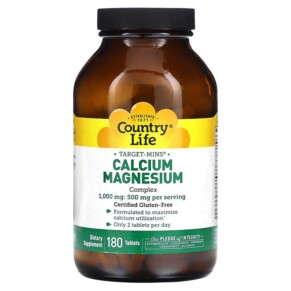 Country Life Target-Mins Calcium-Magnesium Complex 500 mg 180 Tablets 015794024811