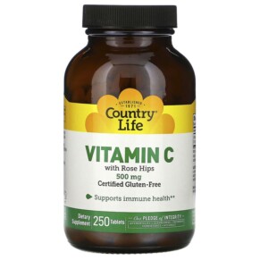Country Life Vitamin C with Rose Hips 500 mg 250 Tablets 015794067948
