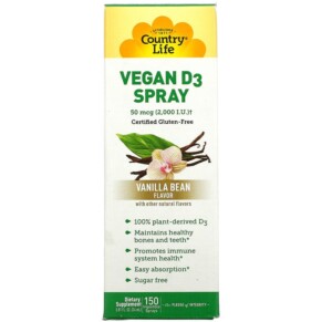 Country Life Vitamin D3 Spray Vanilla Bean 50 mcg (2.000 IU) 150 Ingestible Sprays 0.81 fl oz (24 ml) 015794058281