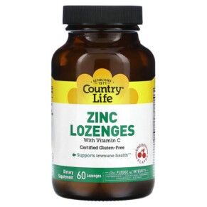 Country Life Zinc Lozenges with Vitamin C Cherry 60 Lozenges 015794029434