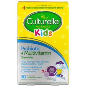 Culturelle Kids Probiotic + Multivitamin Chewables 3 Years + Natural Fruit Punch 30 Chewable Tablets 049100400761