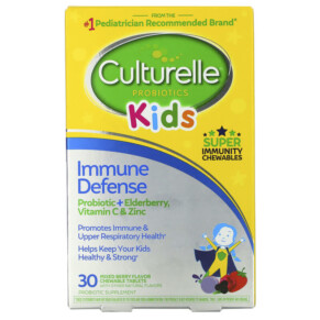 Culturelle Kids Probiotics Immune Defense Mixed Berry Flavor 30 Chewable Tablets 049100401201