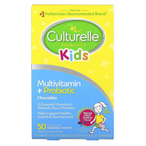 Culturelle Kids Probiotics Multivitamin + Probiotic 3+ Years Natural Fruit Punch 50 Chewable Tablets 049100400709