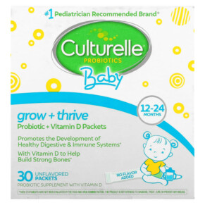 Culturelle Probiotics Baby Grow + Thrive Probiotics + Vitamin D Packets 12-24 Months Unflavored 30 Packets 049100400549