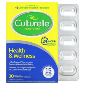 Culturelle Probiotics Health & Wellness 15 Billion CFUs 30 Once Daily Vegetarian Capsules 049100363745