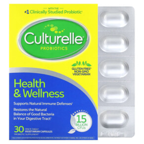 Culturelle Probiotics Health & Wellness 15 Billion CFUs 30 Once Daily Vegetarian Capsules 049100364049