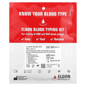 D'Adamo Personalized Nutrition Eldon Blood Typing Kit 1 Easy Self-Testing Kit 892165002001